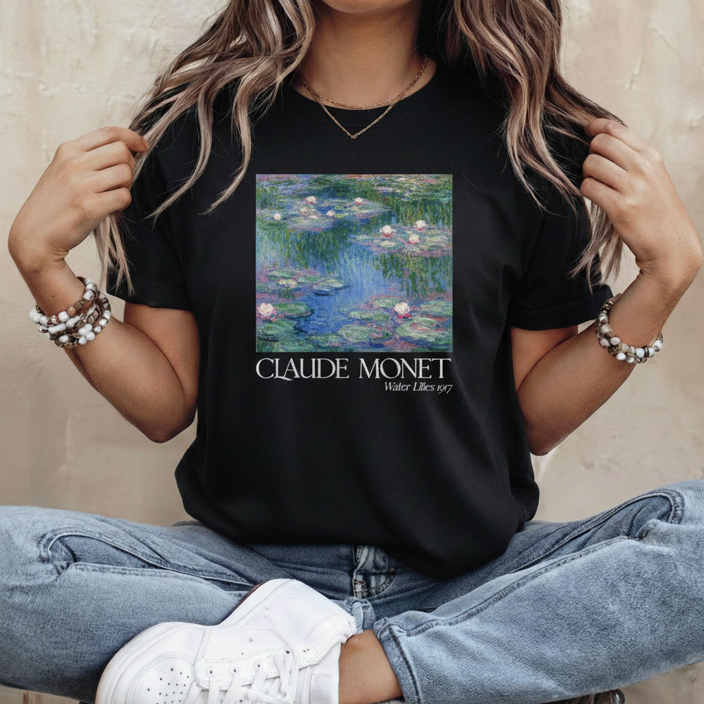 Monet Water Lilies 1917 T-Shirt | Famous Impressionist Art Tee Monet Water Lilies 1917 T-Shirt | Famous Impressionist Art Tee