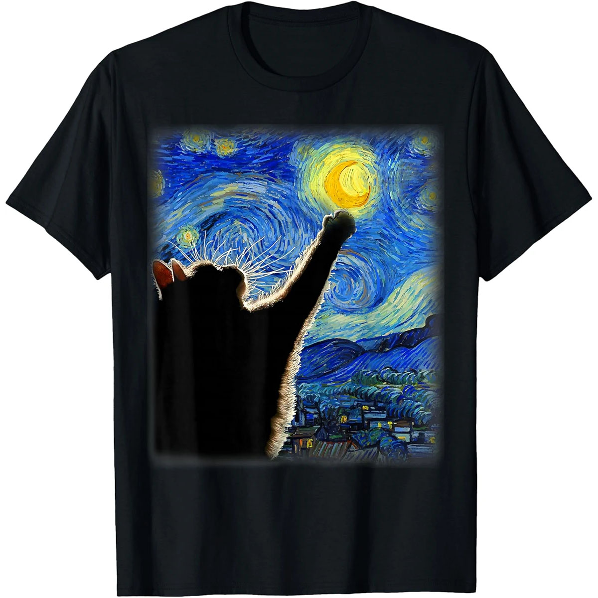 Starry Night Cat T-Shirt | Van Gogh Cat Lover Gift
