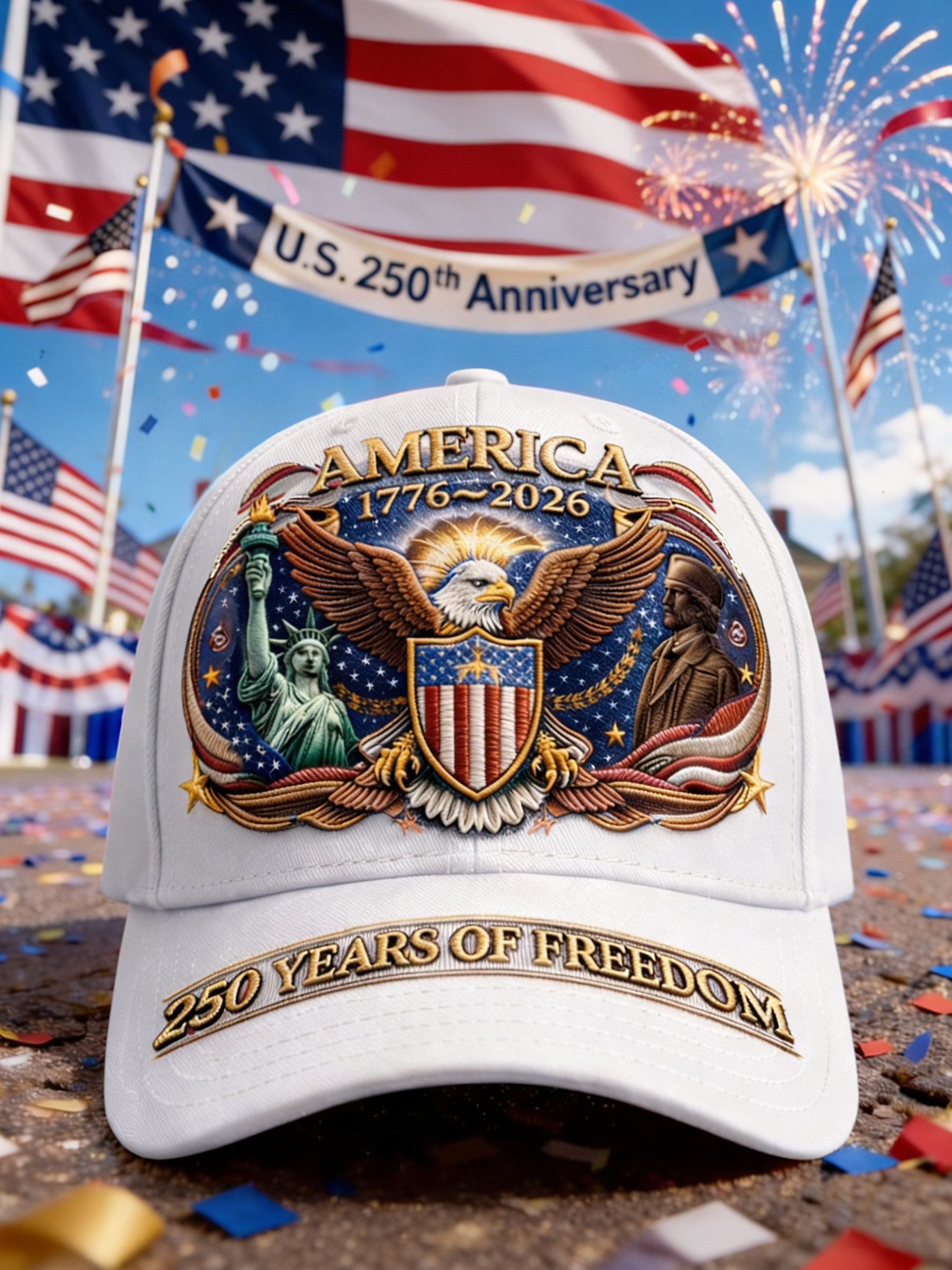 250 Years Of Freedom Patriotic Eagle Hat 4th Of July Independence Day Veteran Gift