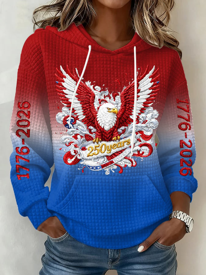 Eagle America 250 Years 1776 2026 Hoodie Patriotic Hooded Sweatshirt Fourth Of July Gifts