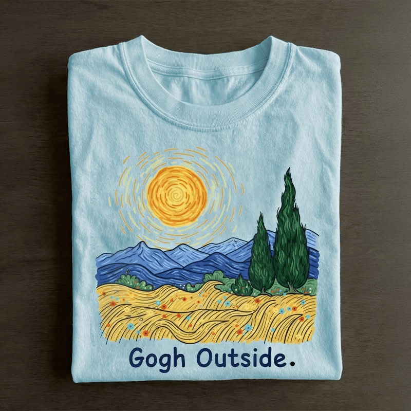 Gogh Outside T-Shirt Van Gogh Paint Starry Night Graphic Tee Shirt Gifts Mother's Day