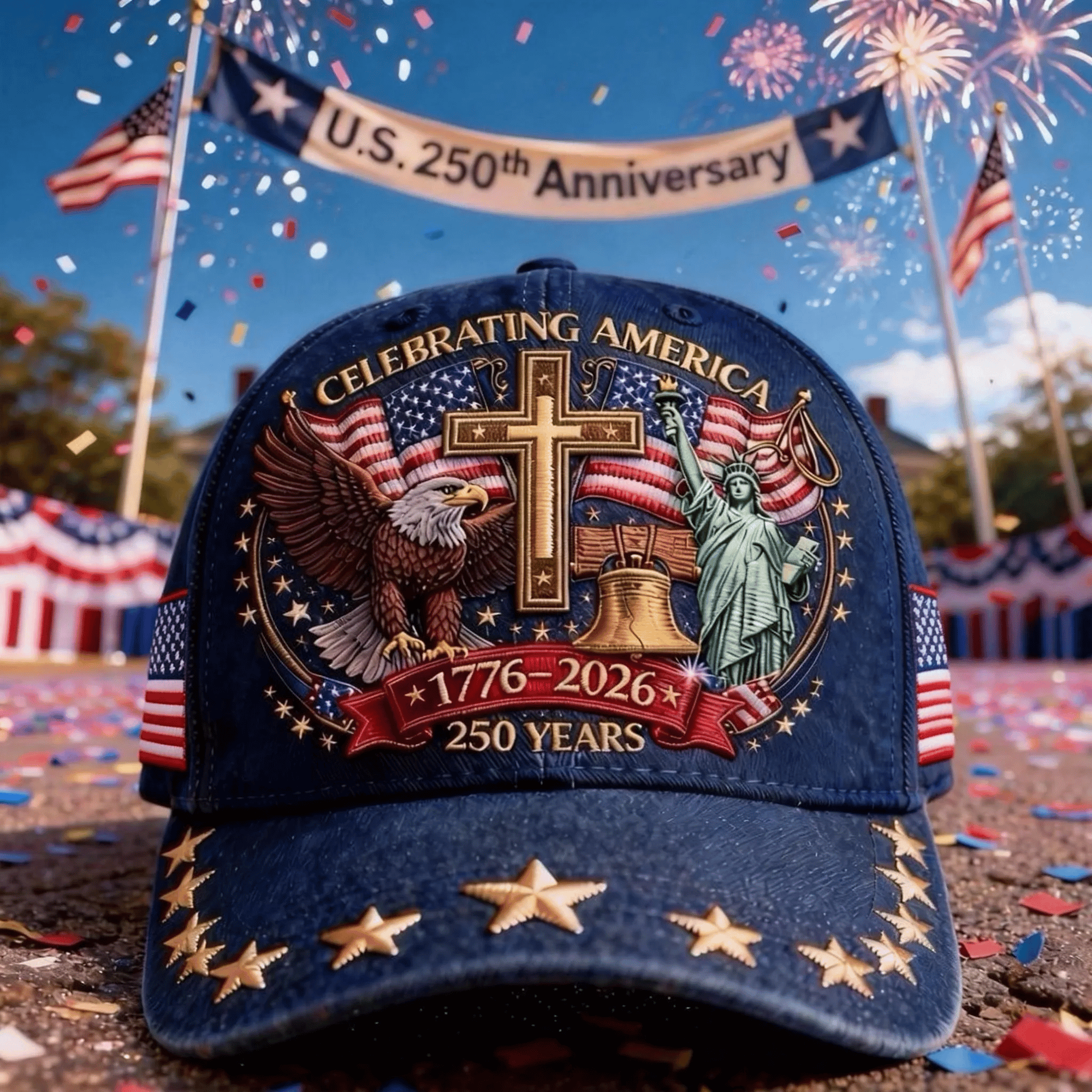 United States 250th Year Celebration Hat 1776-2026 Eagle Liberty Bell Cap Patriotic Gifts