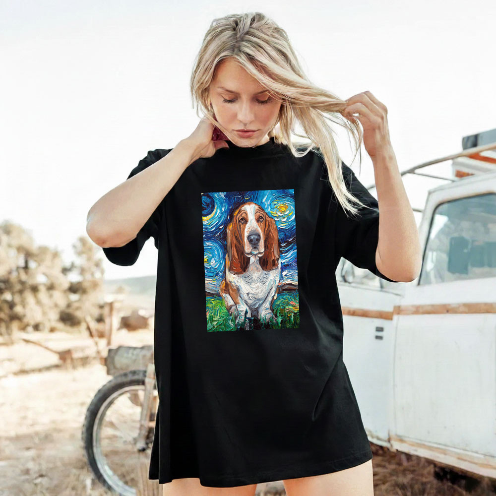 Basset Hound Starry Night T-Shirt Van Gogh Art Dog Shirt Fathers Day Gift Ideas From Wife - Finearttee Basset Hound Starry Night T-Shirt Van Gogh Art Dog Shirt Fathers Day Gift Ideas From Wife - Finearttee