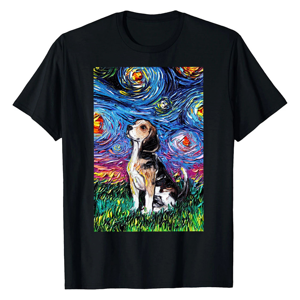 Beagle Starry Night T-Shirt Van Gogh Art Present For Beagle Owner Dog Lover Gift For Him - Finearttee