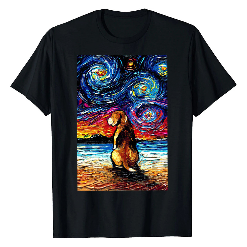 Beagle Starry Night T-Shirt Van Gogh Art Print Tee Gift For Beagle Lover Dog Owner Home Decor - Finearttee