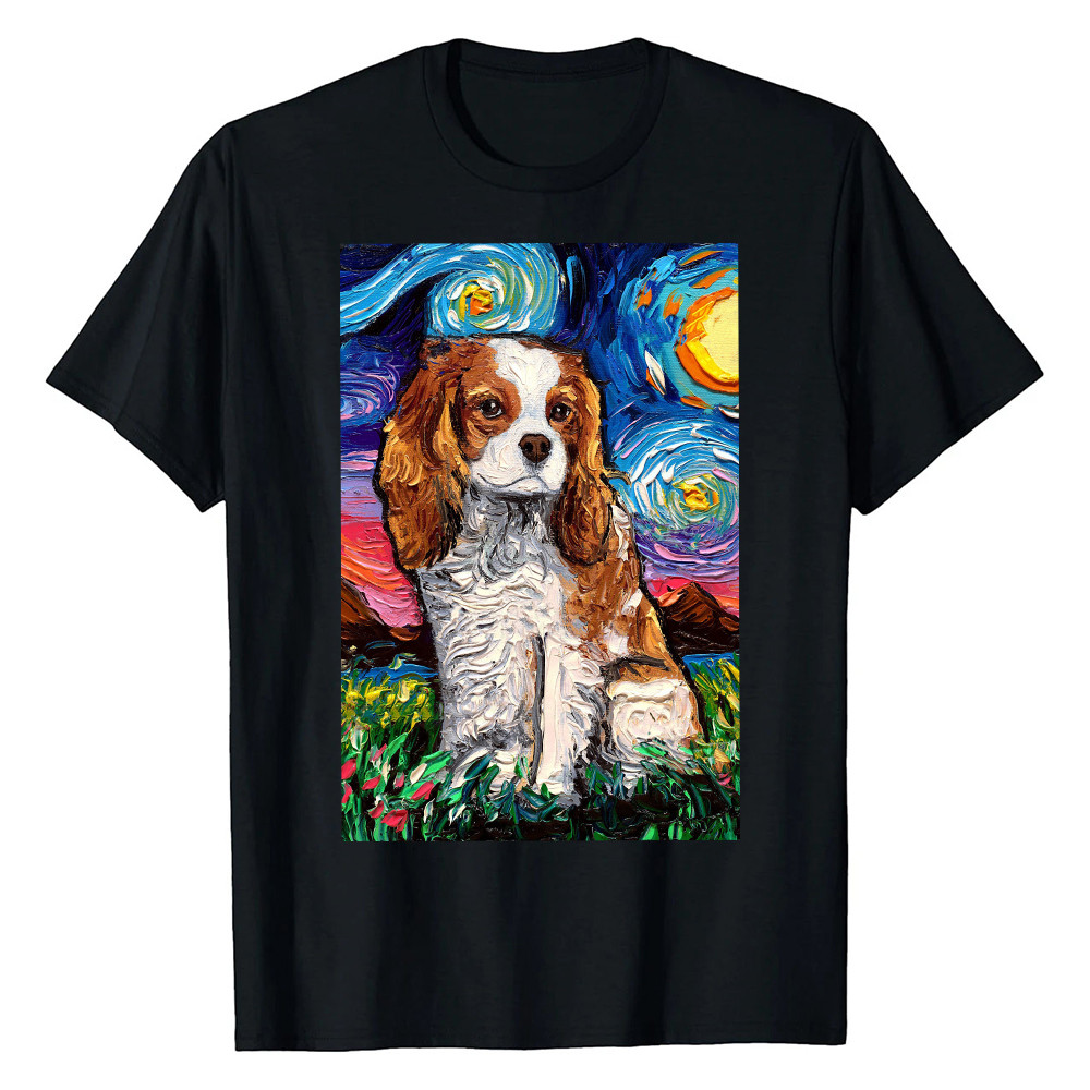 Blenheim Cavalier Starry Night T-Shirt Art Dog Lover First Home Gift Ideas For Couples - Finearttee