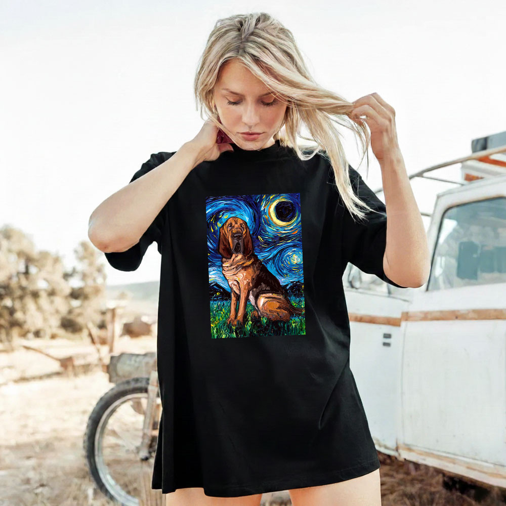 Bloodhound Starry Night T-Shirt Van Gogh Wall Art Print Shirt Home Decor - Finearttee Bloodhound Starry Night T-Shirt Van Gogh Wall Art Print Shirt Home Decor - Finearttee