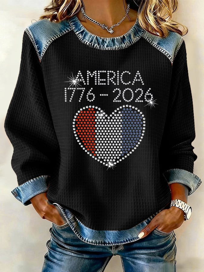America 1776 2026 Sweatshirt 4 Th Of July Clothes American Flag Outfit For Women America 1776 2026 Sweatshirt 4 Th Of July Clothes American Flag Outfit For Women