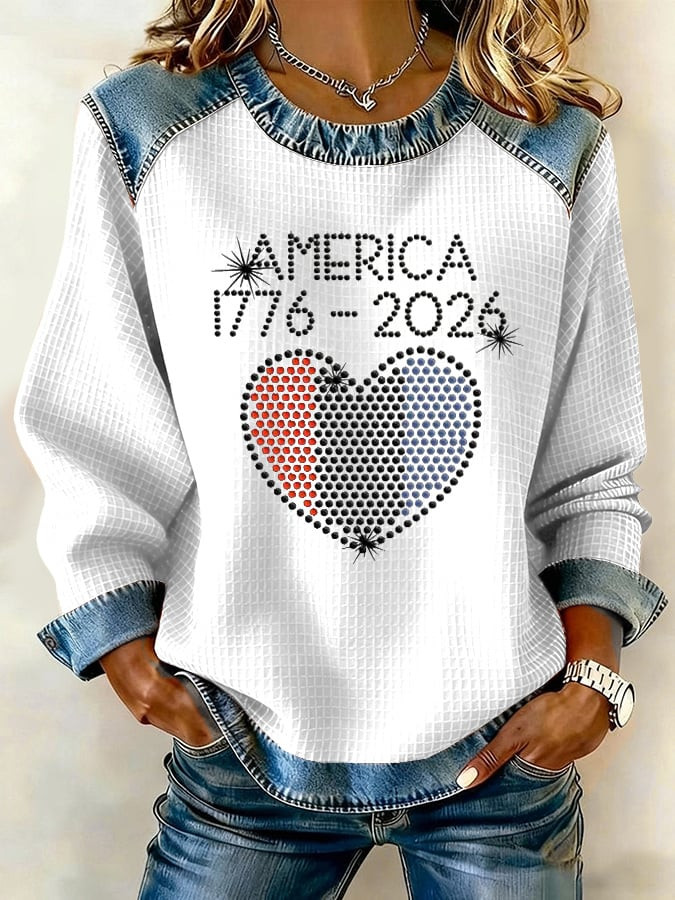America 1776 2026 Sweatshirt 4 Th Of July Clothes American Flag Outfit For Women
