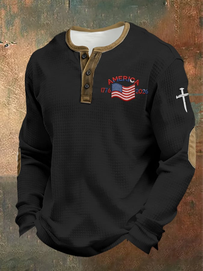 America 250 Years 1776 2026 Button Long Sleeve Shirt 4Th Of July Clothes Patriotic Gifts