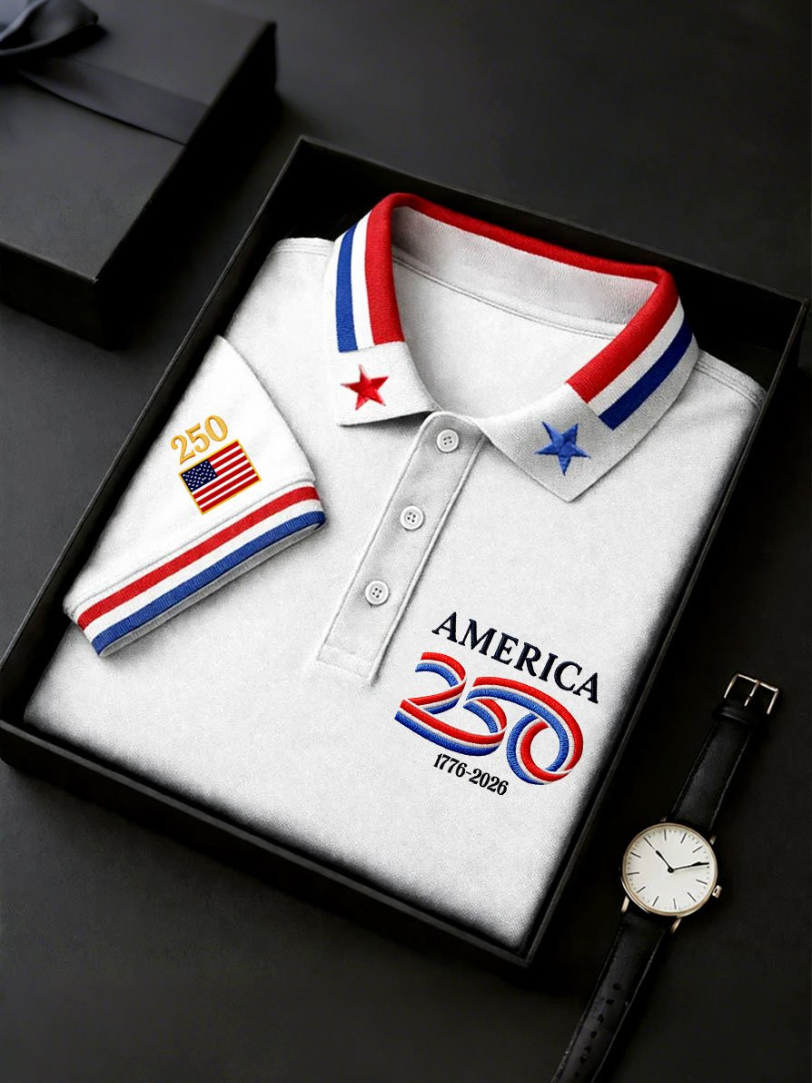 America 250 Years 1776 2026 Polo Shirt Fourth Of July Attire Patriotic Apparel Gift For Husband