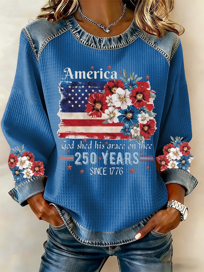 America 250 Years Since 1776 Sweatshirt Floral 4Th Of July Clothes Gift For Patriots
