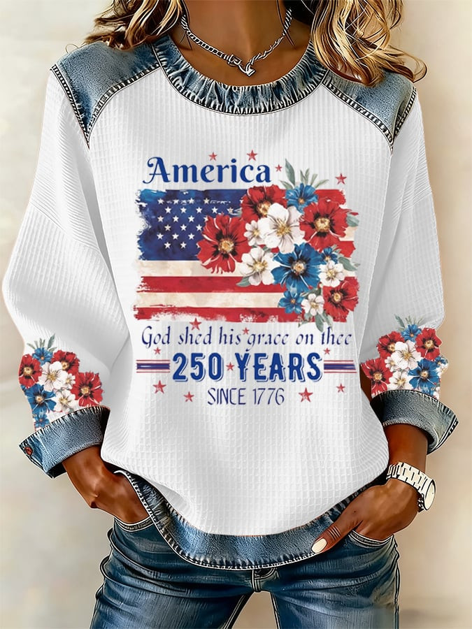 America 250 Years Since 1776 Sweatshirt God Shed His Grace On Thee Sweatshirt 4th Of July Gifts