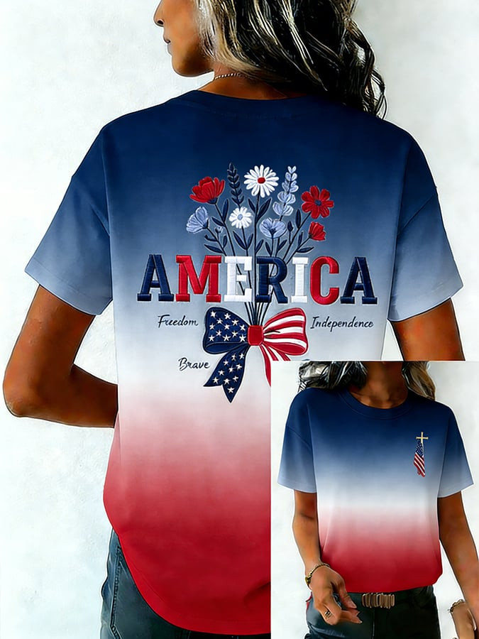 American Flag Holy Cross Shirt 4Th Of July Clothes Independence Day Attire Patriotic Gifts