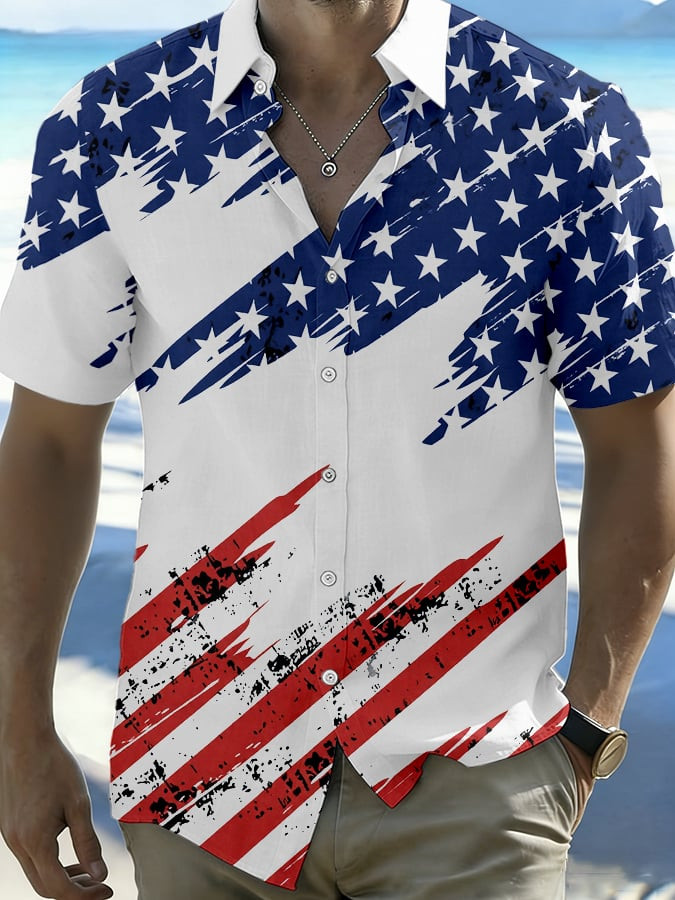 American National Flag Hawaiian Shirt 4 Of July Shirts For Men Independence Day Clothing