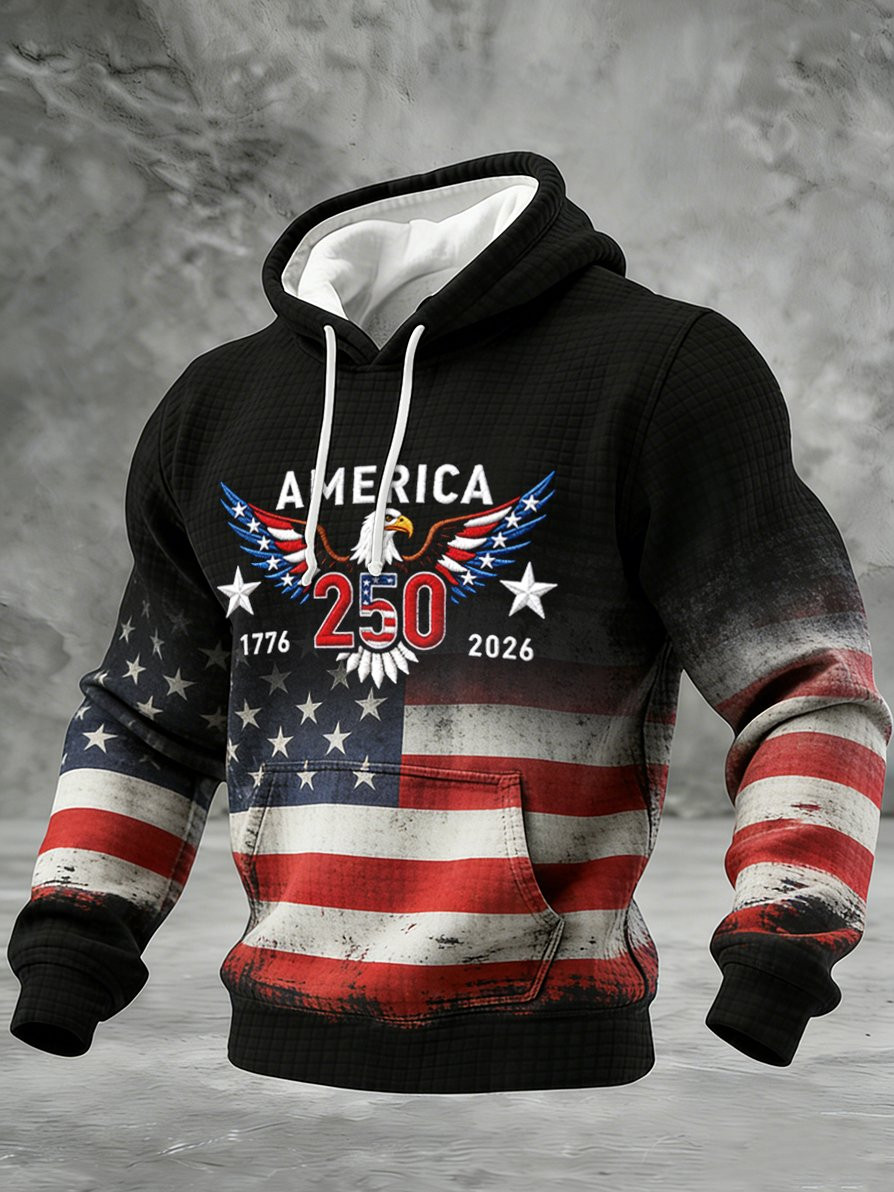 Eagle America 250 Years Hoodie US Flag Hooded Sweatshirt Independence Day Gift