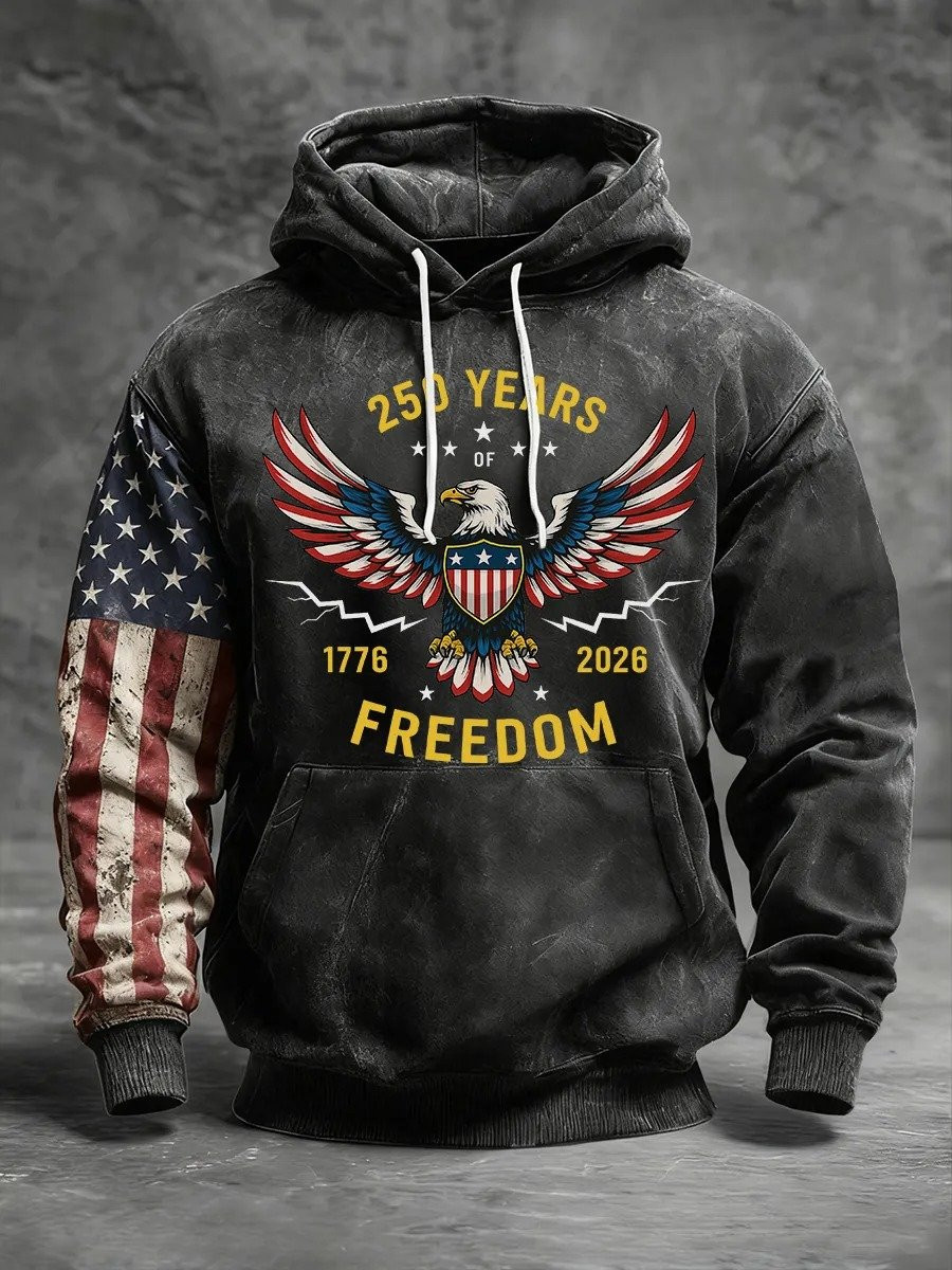 Eagle USA 250 Years Of Freedom Hoodie American Flag Apparel Independence Day Clothes