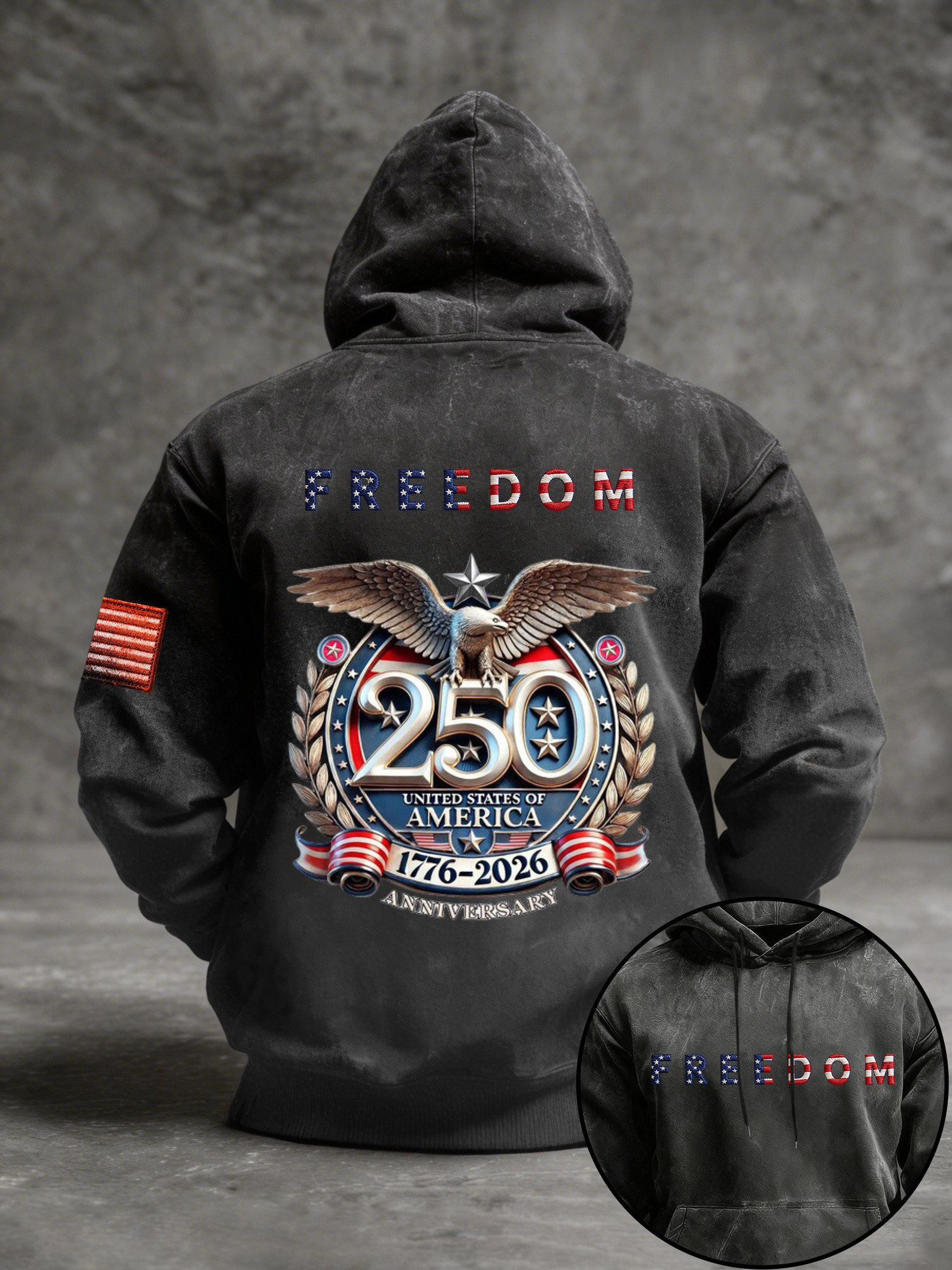 Eagle USA 250 Years Of Freedom Hoodie Fourth Of July Outfits Independence Day Gift Idea