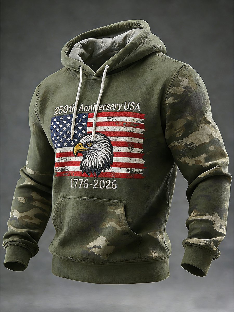 Eagle USA 250Th Anniversary Camo Hoodie American Flag Clothing Gift For Patriots