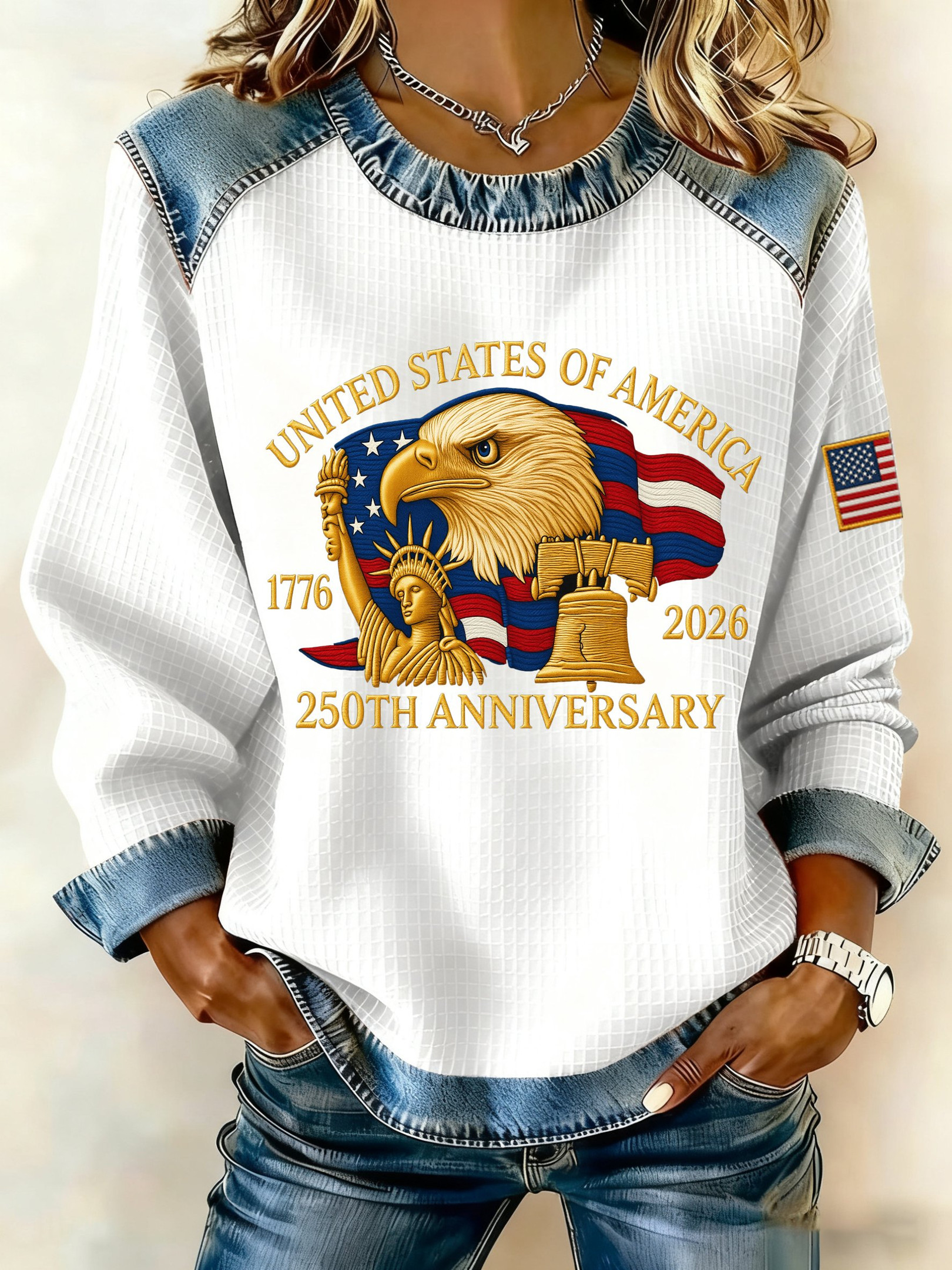 Eagle USA 250Th Anniversary Sweatshirt Patriotic Apparel 4Th Of July Present For Wife