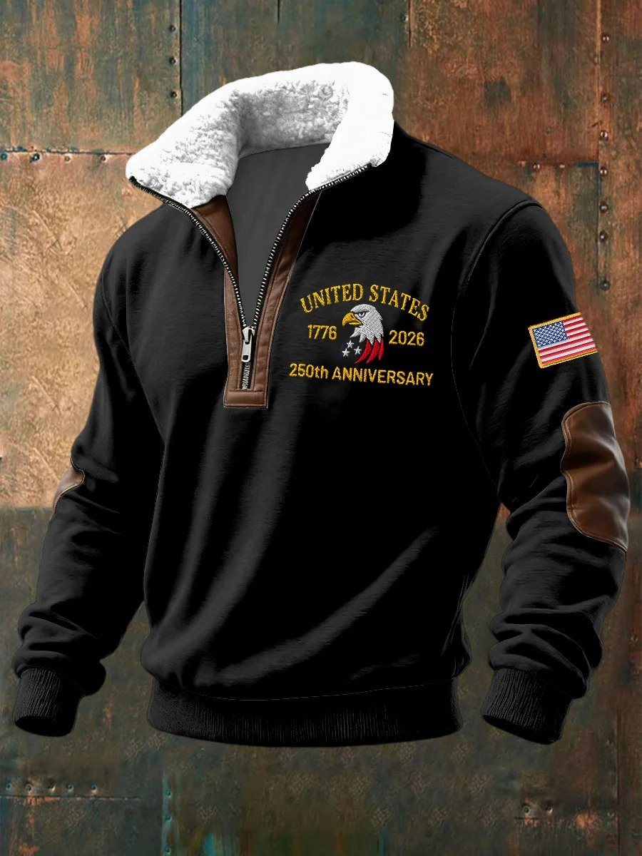 Eagle USA 250Th Anniversary Zip Sweatshirt 4 Th Of July Clothes Patriotic Sweatshirt