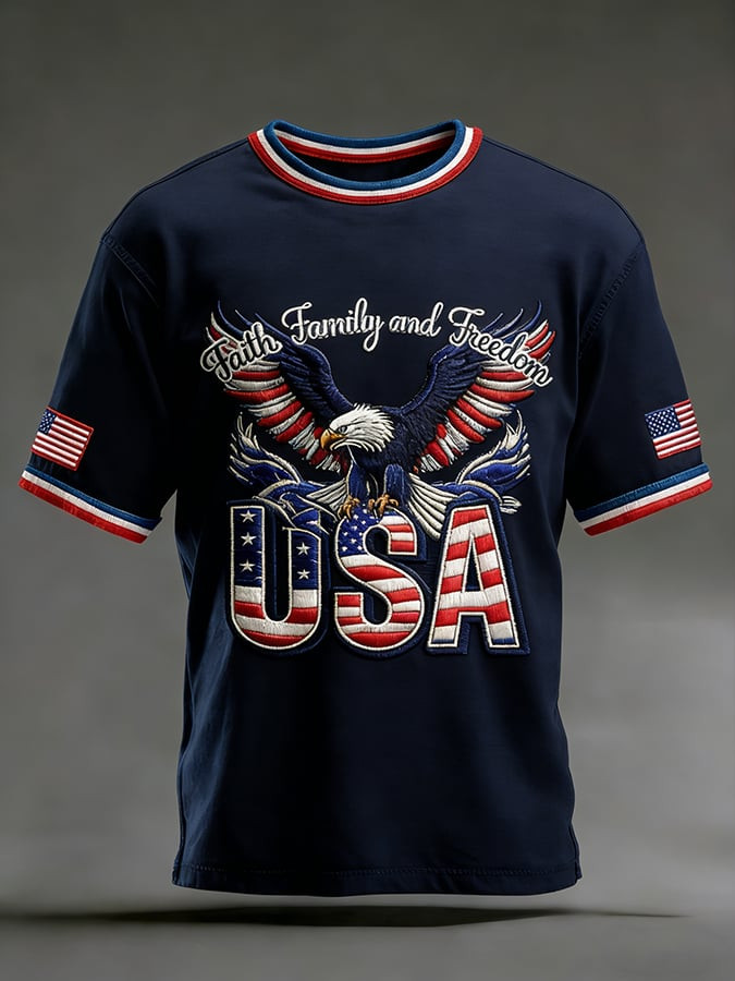 Eagle USA Faith Family And Freedom Shirt American Flag Apparel Fourth Of July Outfits For Guys Eagle USA Faith Family And Freedom Shirt American Flag Apparel Fourth Of July Outfits For Guys