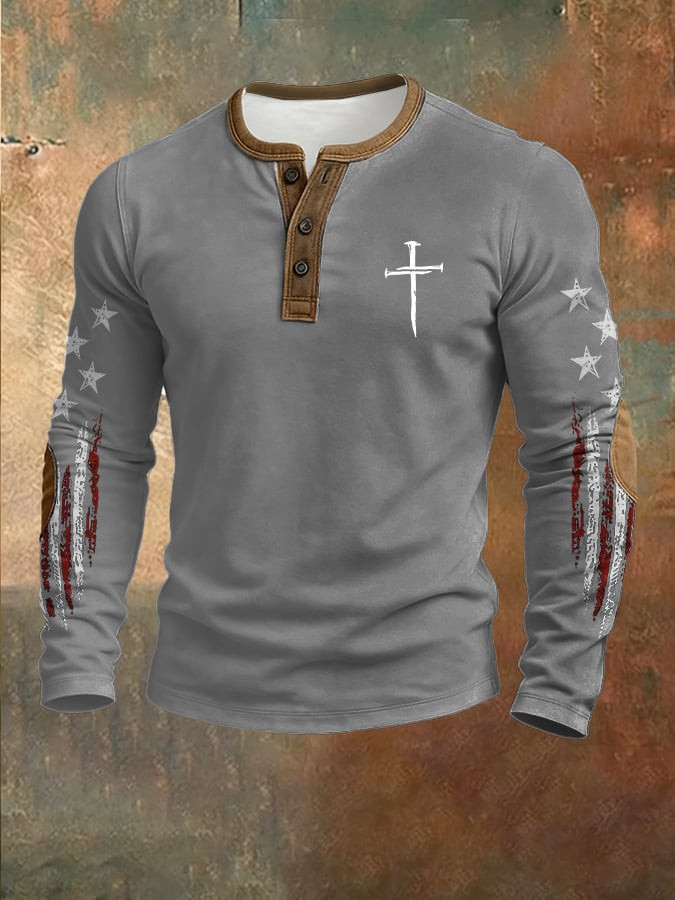 Holy Cross American Flag Button Long Sleeve Shirt National Flag Themed Apparel Gifts Idea Holy Cross American Flag Button Long Sleeve Shirt National Flag Themed Apparel Gifts Idea