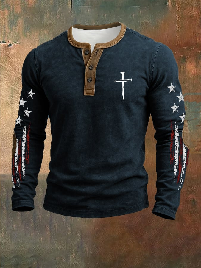 Holy Cross American Flag Button Long Sleeve Shirt National Flag Themed Apparel Gifts Idea Holy Cross American Flag Button Long Sleeve Shirt National Flag Themed Apparel Gifts Idea