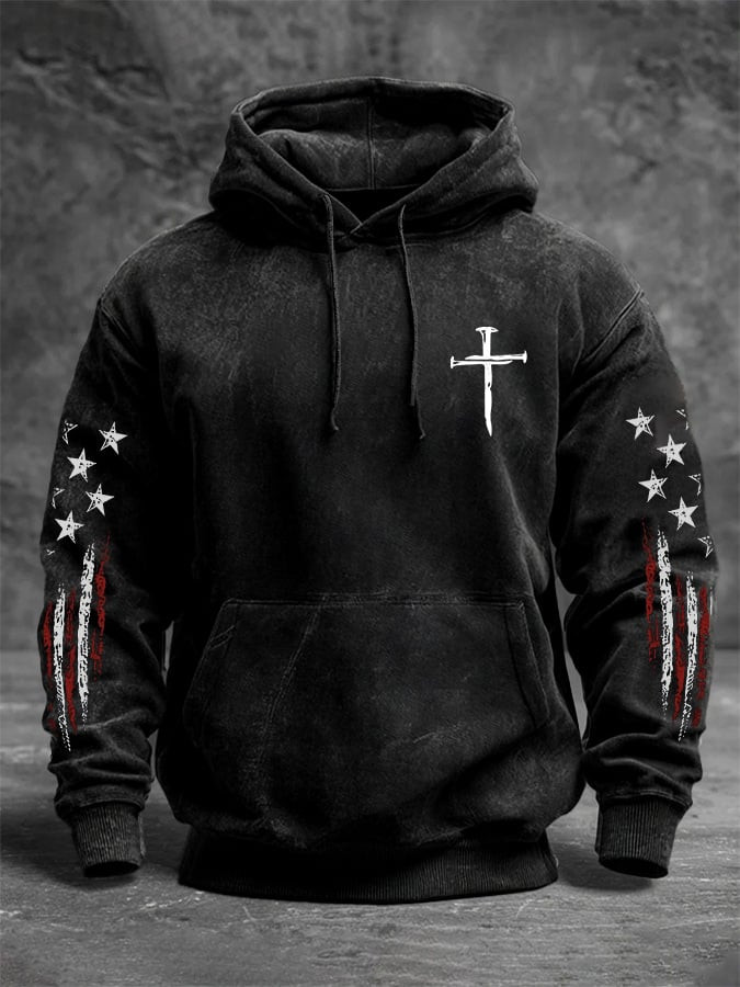 Holy Cross American Flag Hoodie National Flag Themed Hooded Sweatshirt 4Th Of July Clothes