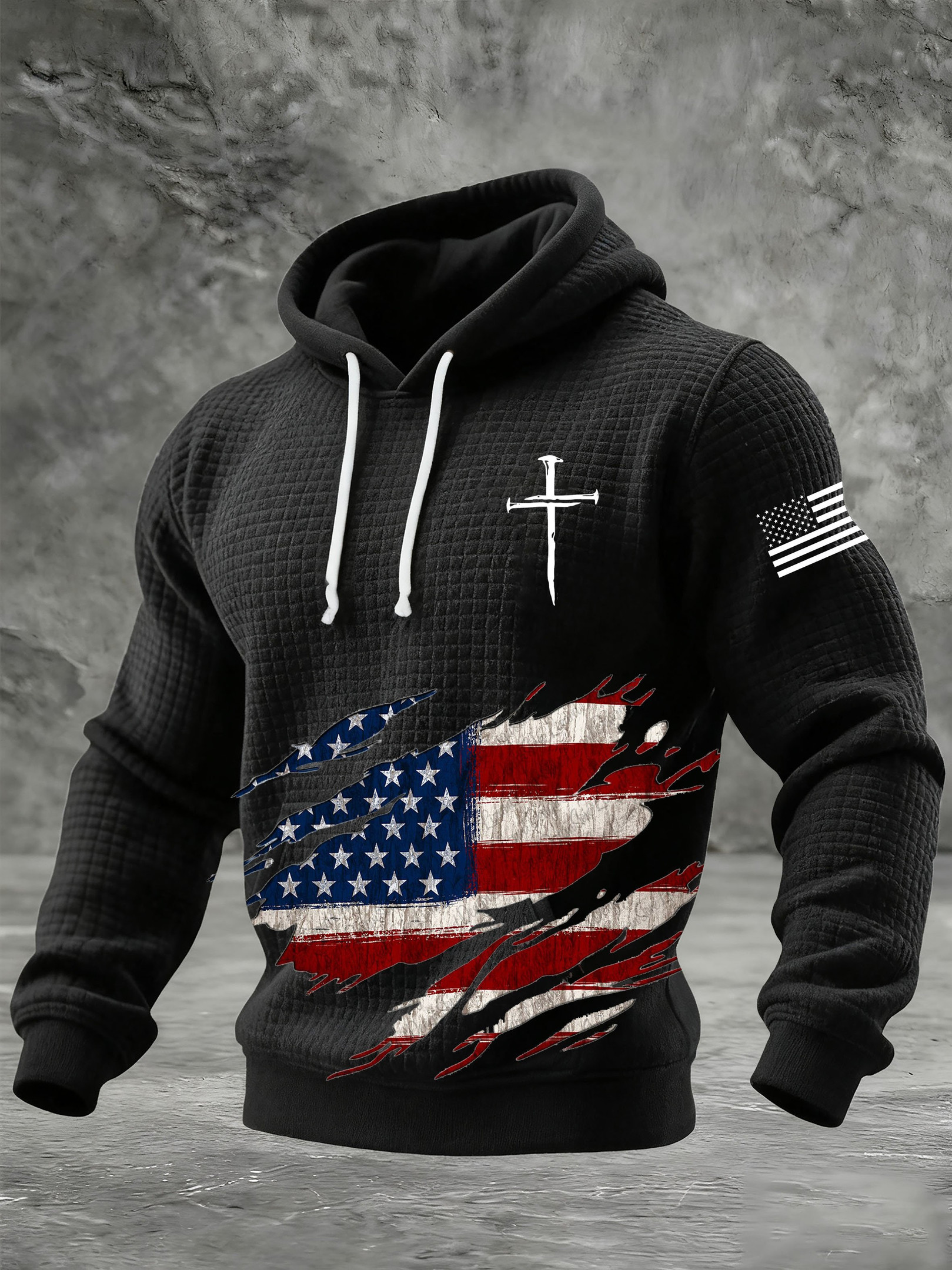 Holy Cross American Flag Hoodie Outfit For 4Th Of July Independence Day Gift For Men