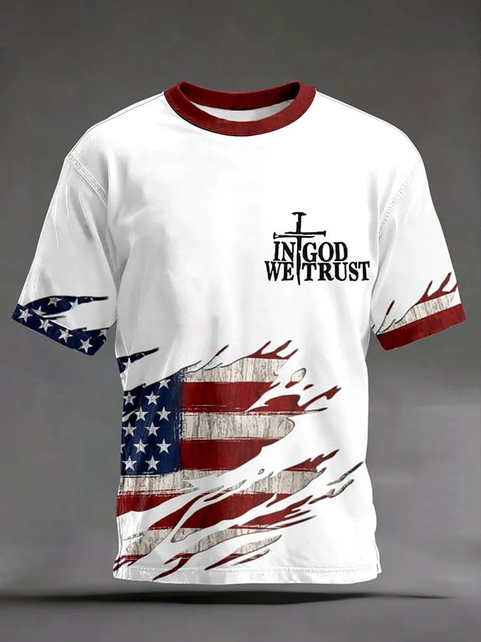 In God We Trust Holy Cross Shirt American Flag Shirts For Men Gifts For 4Th Of July