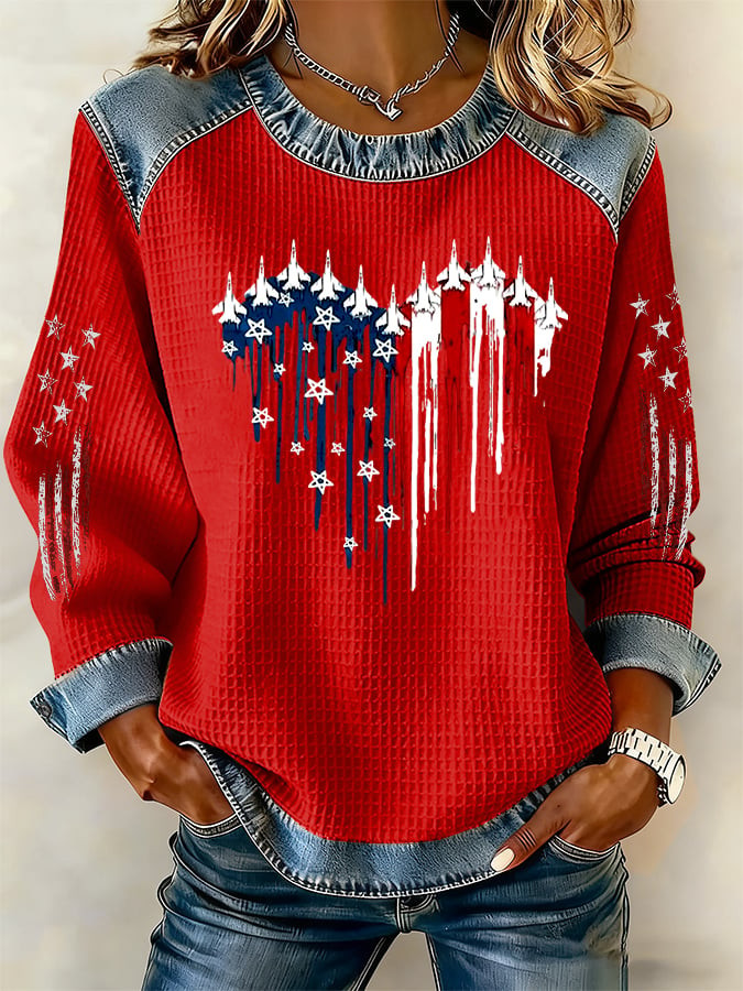 Patriotic Fighter Jet 4Th Of July Sweatshirt American Flag Outfit For Women Gift For Patriots