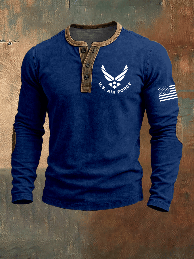 US Air Force American Flag Button Long Sleeve Shirt US Military Apparel Air Force Veterans Gift US Air Force American Flag Button Long Sleeve Shirt US Military Apparel Air Force Veterans Gift