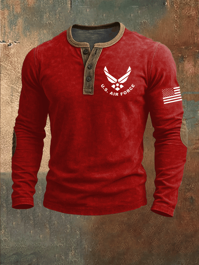 US Air Force American Flag Button Long Sleeve Shirt US Military Apparel Air Force Veterans Gift US Air Force American Flag Button Long Sleeve Shirt US Military Apparel Air Force Veterans Gift