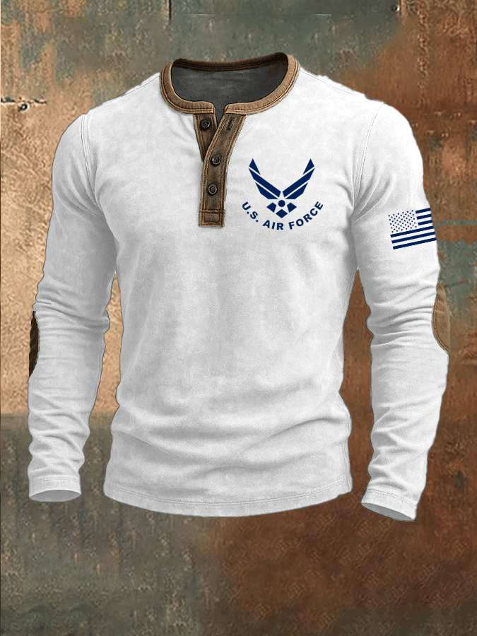 US Air Force American Flag Button Long Sleeve Shirt US Military Apparel Air Force Veterans Gift US Air Force American Flag Button Long Sleeve Shirt US Military Apparel Air Force Veterans Gift