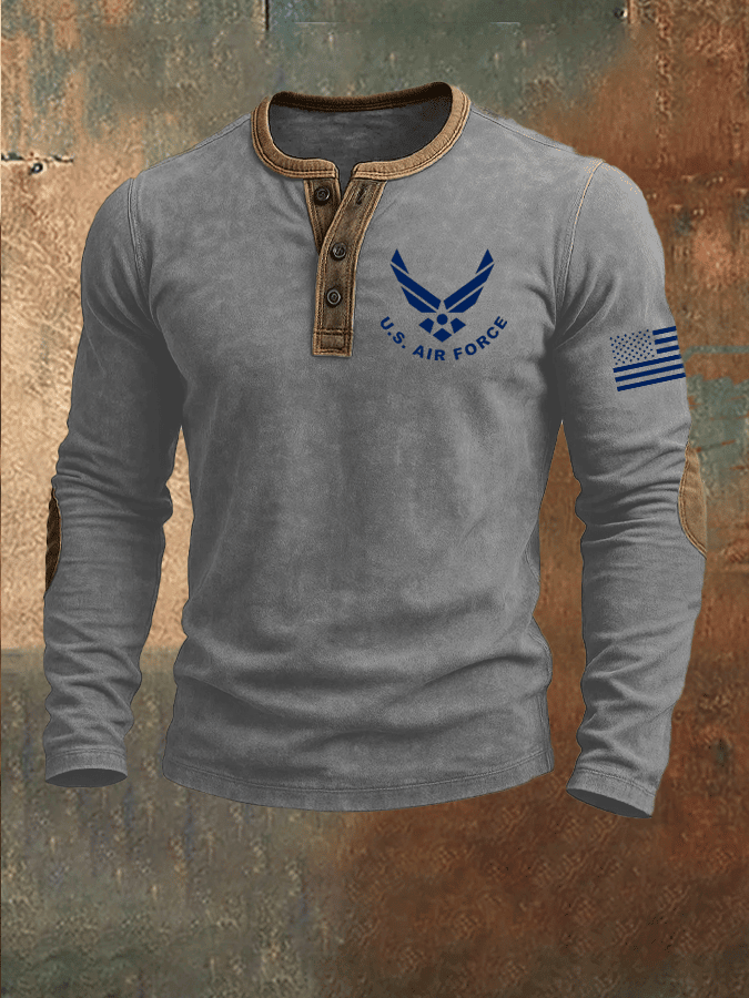 US Air Force American Flag Button Long Sleeve Shirt US Military Apparel Air Force Veterans Gift US Air Force American Flag Button Long Sleeve Shirt US Military Apparel Air Force Veterans Gift