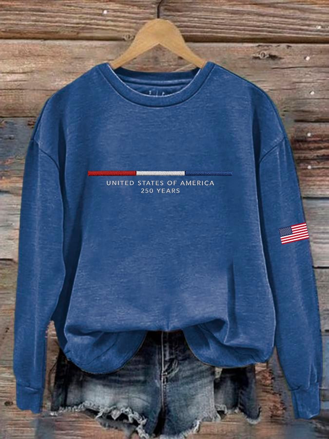 USA 250 Years American Flag Sweatshirt 4 Th Of July Clothes Patriotic Gifts Idea