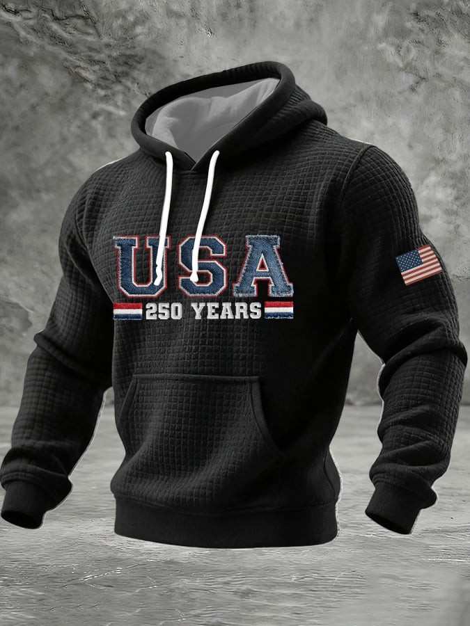 USA 250 Years Hoodie American Flag Outfit For Men Independence Day Hoodie Gift For Patriots