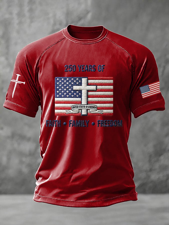 USA 250 Years Of Faith Family Freedom Shirt Independence Day Clothes Shirts 4th Of July