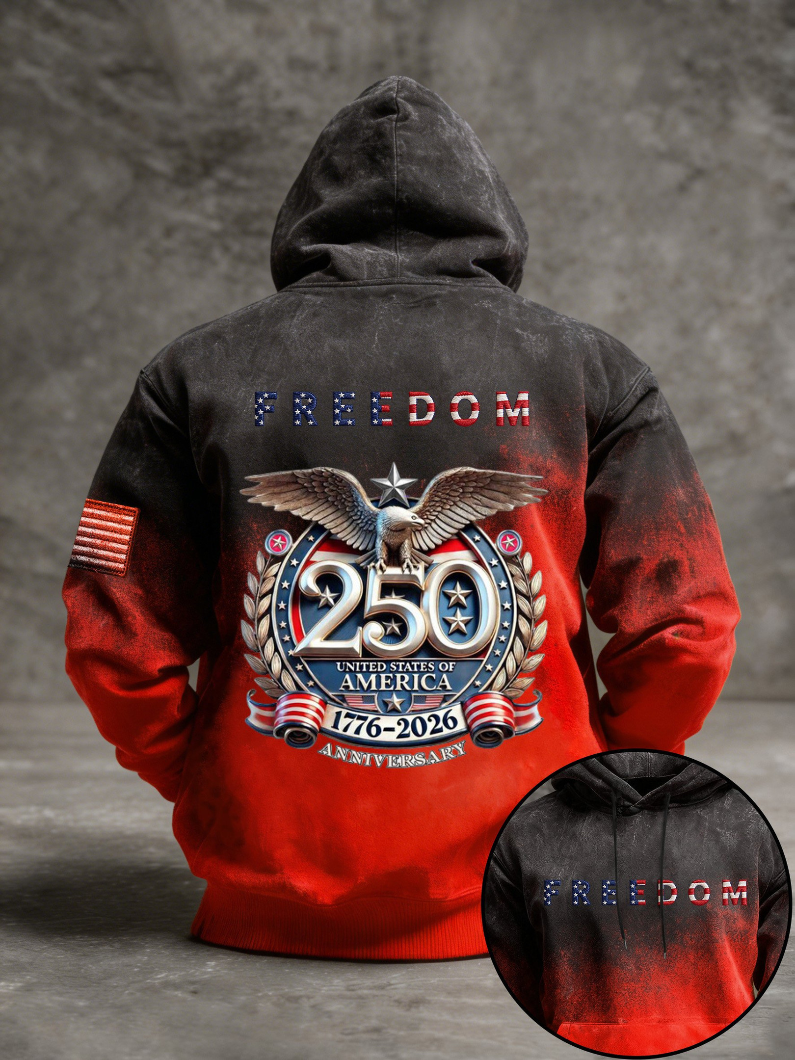 USA 250 Years Of Freedom Hoodie Patriotic Hooded Sweatshirt 4Th Of July Apparel Gifts For Dad