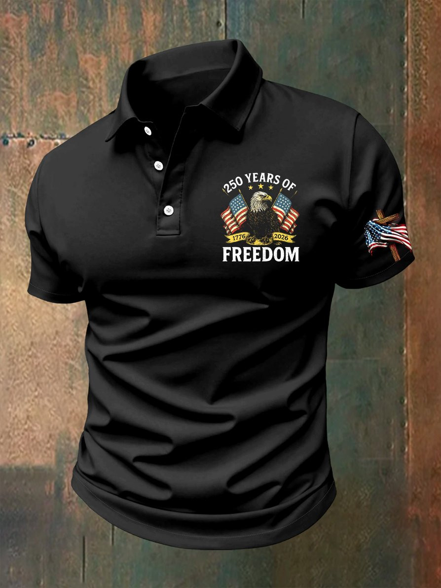 USA 250 Years Of Freedom Polo Shirt July 4 Clothing Patriotic Apparel Gifts For 4Th Of July