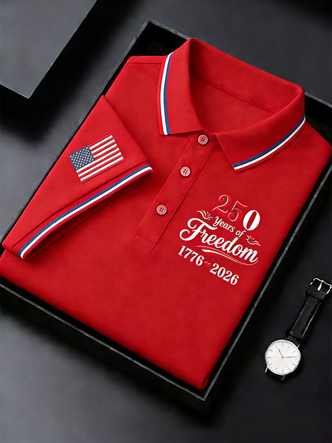 USA 250 Years Of Freedom Polo Shirt Patriotic Shirts Independence Day Apparel 4Th Of July Gifts