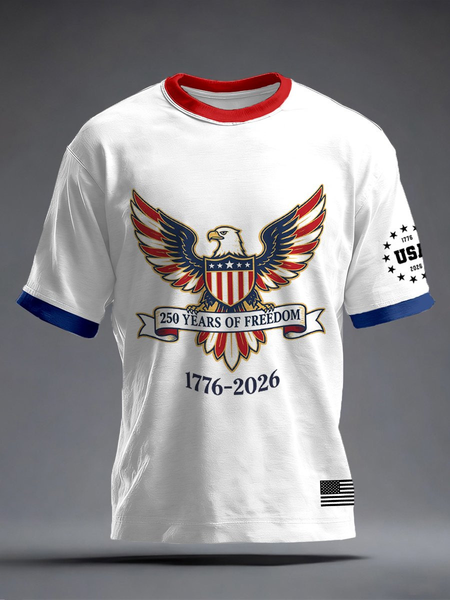 USA 250 Years Of Freedom Shirt Patriotic Eagle Tee Clothes For The Fourth Of July