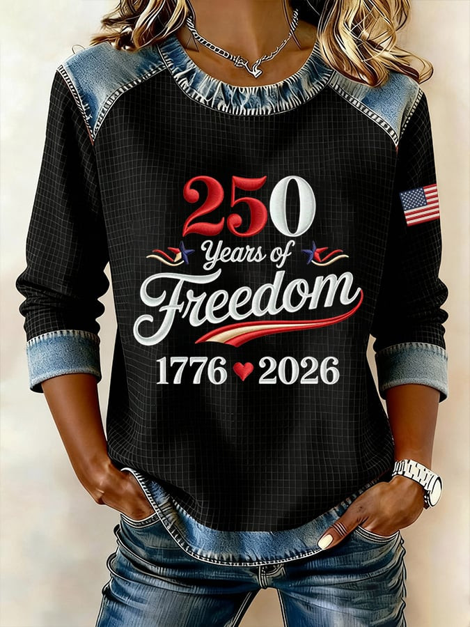 USA 250 Years Of Freedom Sweatshirt Fourth Of July Outfits Women Patriotic Gifts