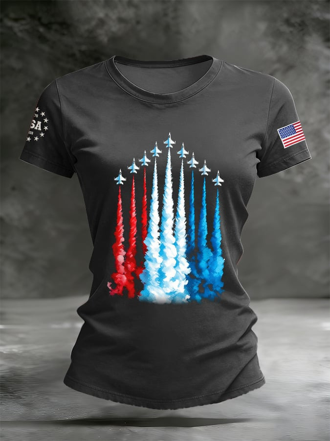 USA 250 Years Tactical Jet American Flag Shirt 4Th Of July Shirts Womens Gift For Patriots