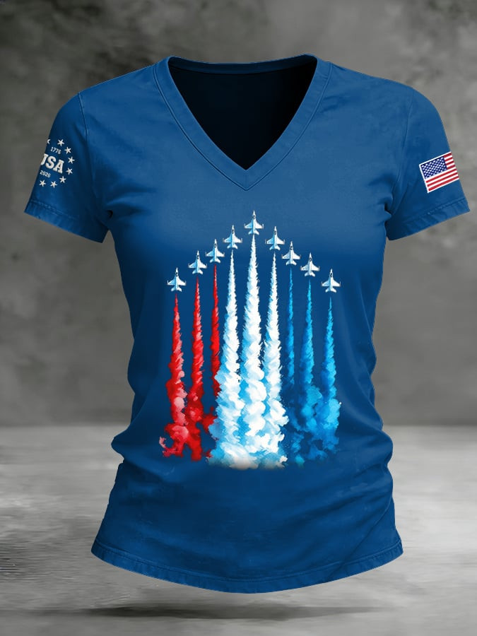 USA 250 Years Tactical Jet American Flag V-Neck Shirt 4Th Of July Attire Patriotic Gifts USA 250 Years Tactical Jet American Flag V-Neck Shirt 4Th Of July Attire Patriotic Gifts