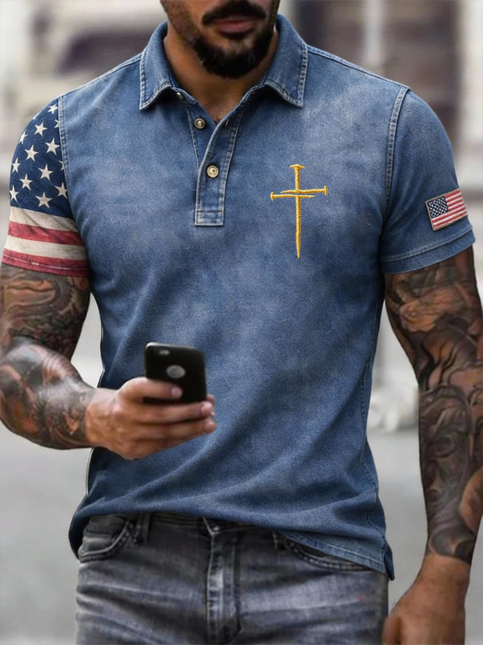 USA 250Th Anniversary Polo Shirt US Flag Golf Shirts Fourth Of July Outfits For Guys
