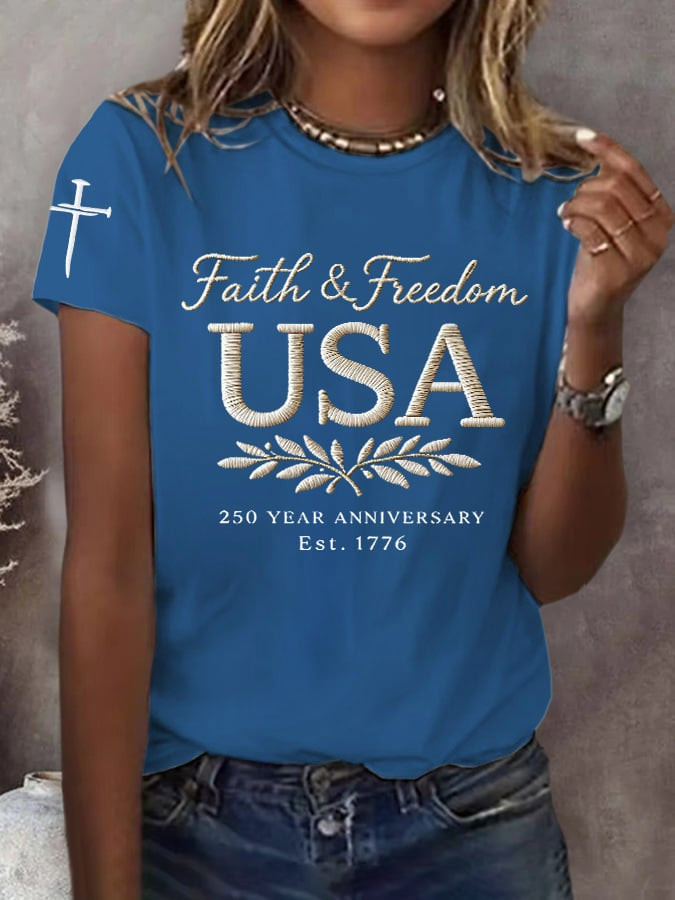 USA Faith And Freedom Shirt EST 1776 Shirt Womens 4Th Of July Outfits Gift For Patriots