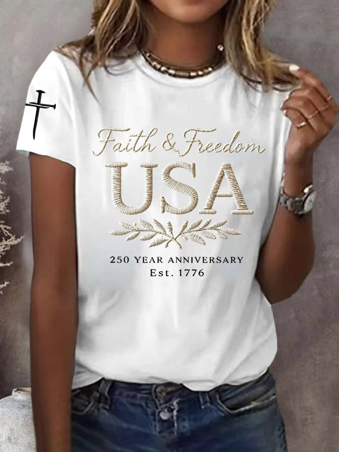 USA Faith And Freedom Shirt EST 1776 Shirt Womens 4Th Of July Outfits Gift For Patriots