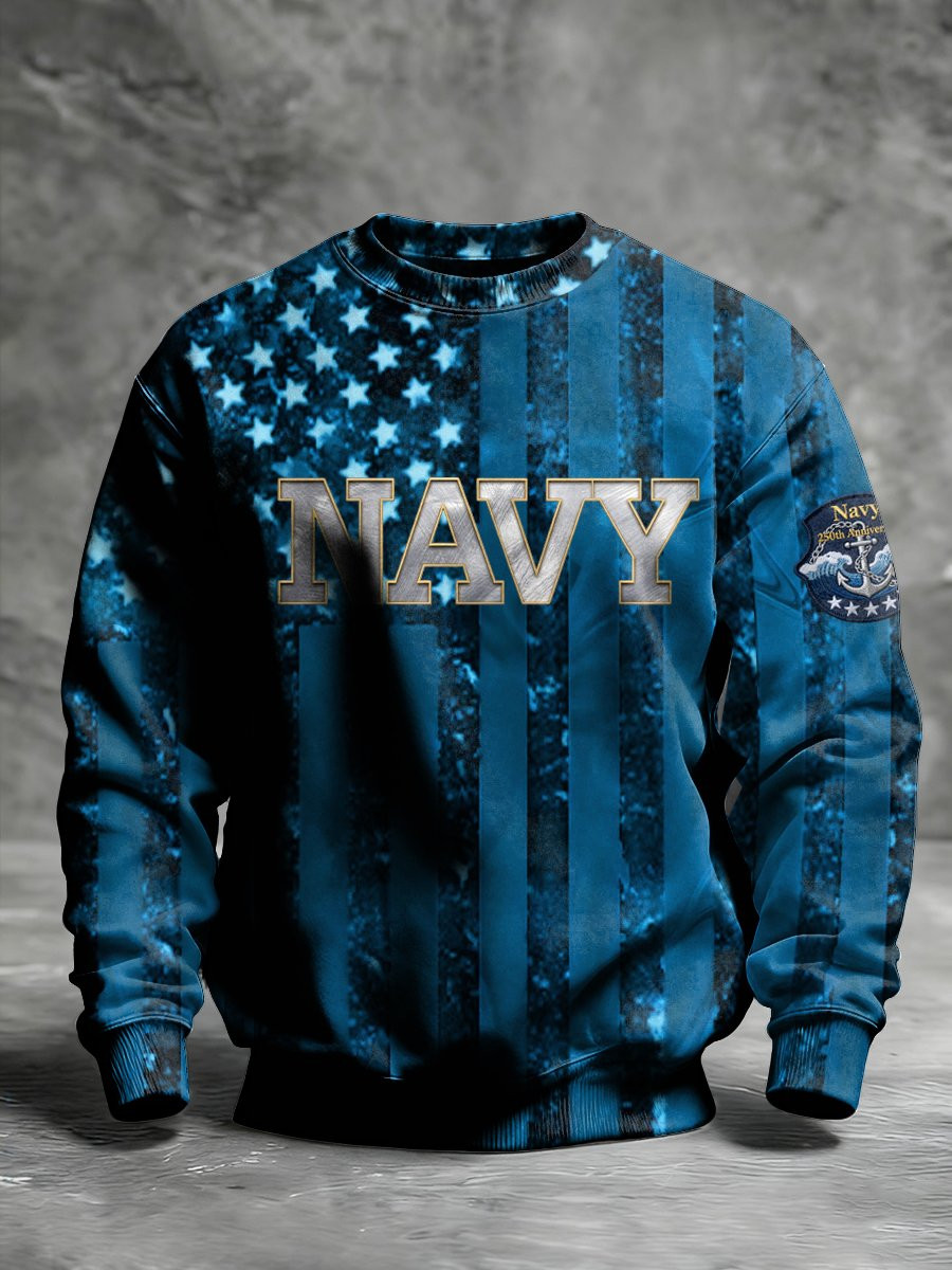 USA Navy American Flag Sweatshirt Military Sailor Patriotic Clothing Navy Veterans Gifts